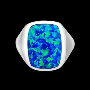 Navajo Handmade Blue Opal Ring • 925 Silver • Native American Jewelry