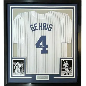 No Framed Facsimile Autographed Lou Gehrig  New York Pinstripe Reprint Laser Auto Baseball Jersey