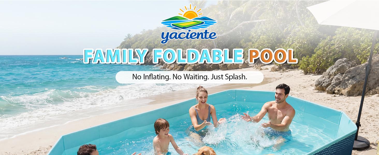 113" Foldable Family Pool | No Inflation Needed | Large Portable Pool for Kids & Adults | Perfect for Backyard Summer Fun