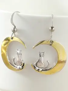 Vintage Fashion Creative Cat Moon Earrings, Simple Accessory, Perfect for Daily Gatherings, Ideal Gift, Casual Style, All Seasons