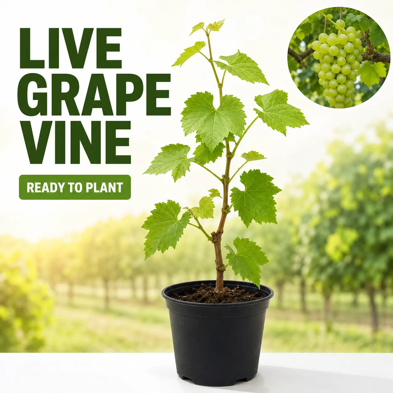 Live Grape Vine, 1–2-Year-Old Cold-Hardy Rooted Fruit Plant for Garden & Trellis