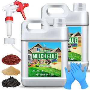 Mulch Glue - 1 Gallon Concentrate Gravel Glue, Mulch Lock Landscape with Applicator for Landscaping Covers, - Ready to Use Non Toxic Pea Gravel Stabilizer for Rock, Bark