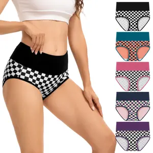 INNERSY Women's High Waisted Cotton Panties 5-Pack, Soft & Breathable Underwear, Comfortable Full Coverage Briefs for Everyday Wear, Stretchy & Durable Bag