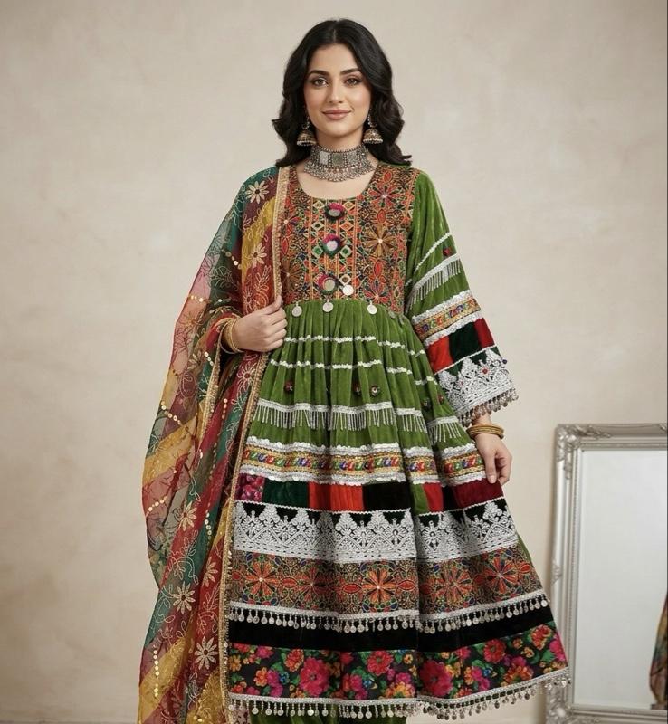 Afghan Bridal Dress: Traditional Kuchi Nikkah Gown