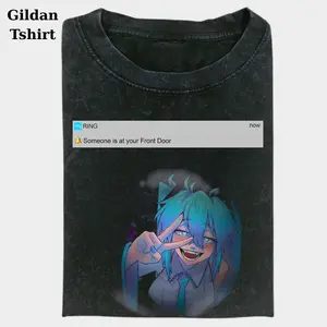 Miku Anime Doorbell Alert T-Shirt, Cotton Fabric Casual Streetstyle Crew Neck Short Sleeve T-Shirt Trendy Tops for Women for Men Classic Menswear