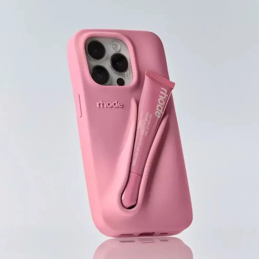 RHODE Modern Silicone Phone Case with Lip Care Holder for iPhone 11 12 13 14 15 16 17 Pro Max, Lightweight Protective Cover