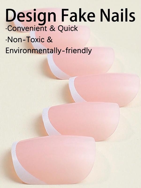 24-Piece Short Square Press-On Nails with White French Tips - Cute & Reusable Nail Art Set for Women