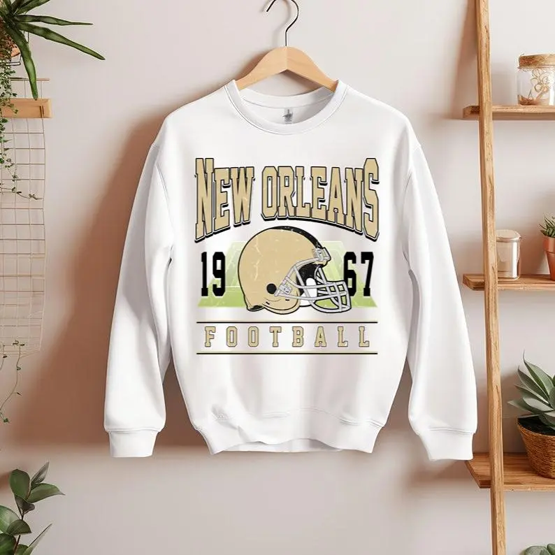 New Orleans Football Vintage Style Sweatshirt, Retro Saints Sunday Football Game Day Pullover