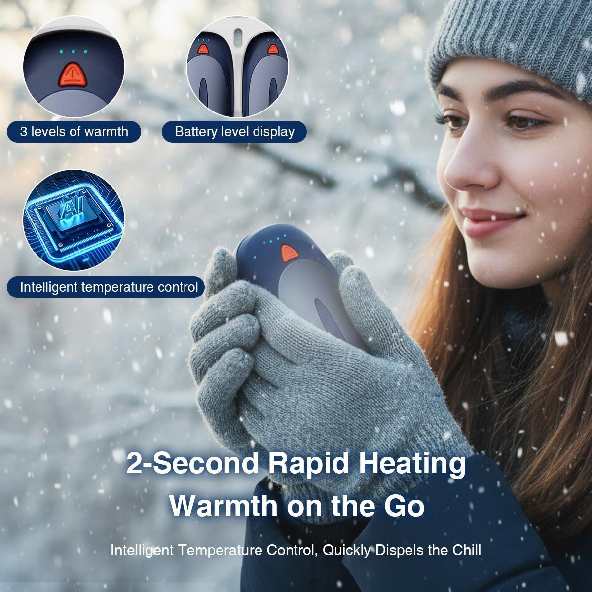 2 Pack Rechargeable Hand Warmers 2000mAh – Electric Portable Heater with 3 Heat Settings for Men & Women, Outdoor Winter Use 2 Pack Rechargeable Hand Warmers 2000mAh – Electric Portable Heater with 3 Heat Settings for Men & Women, Outdoor Winter Use