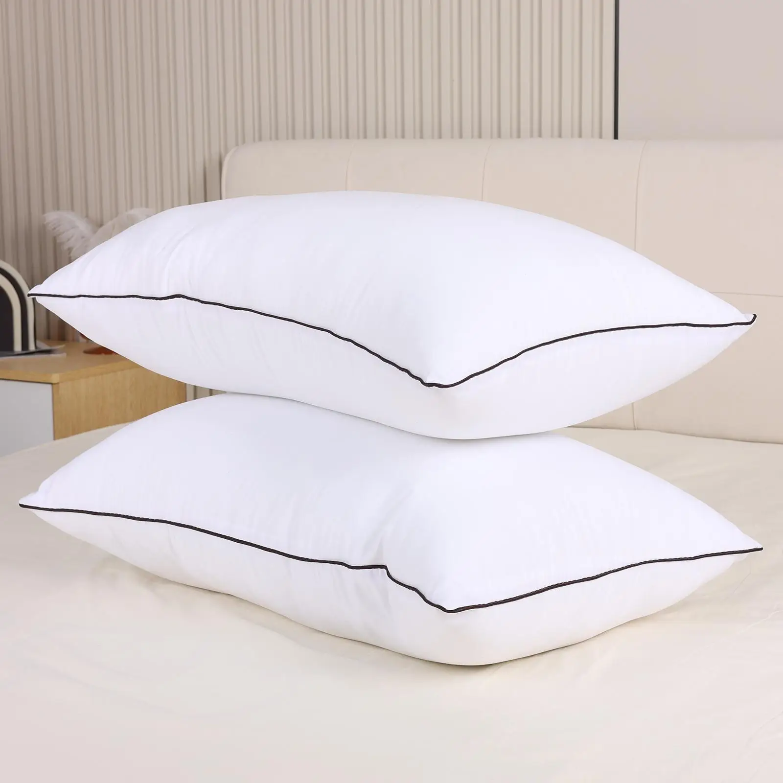 Ufist standard-sized hotel-style sleeping pillows; lightweight, soft, and quick to rebound. pillows provide support for the head and neck, making th