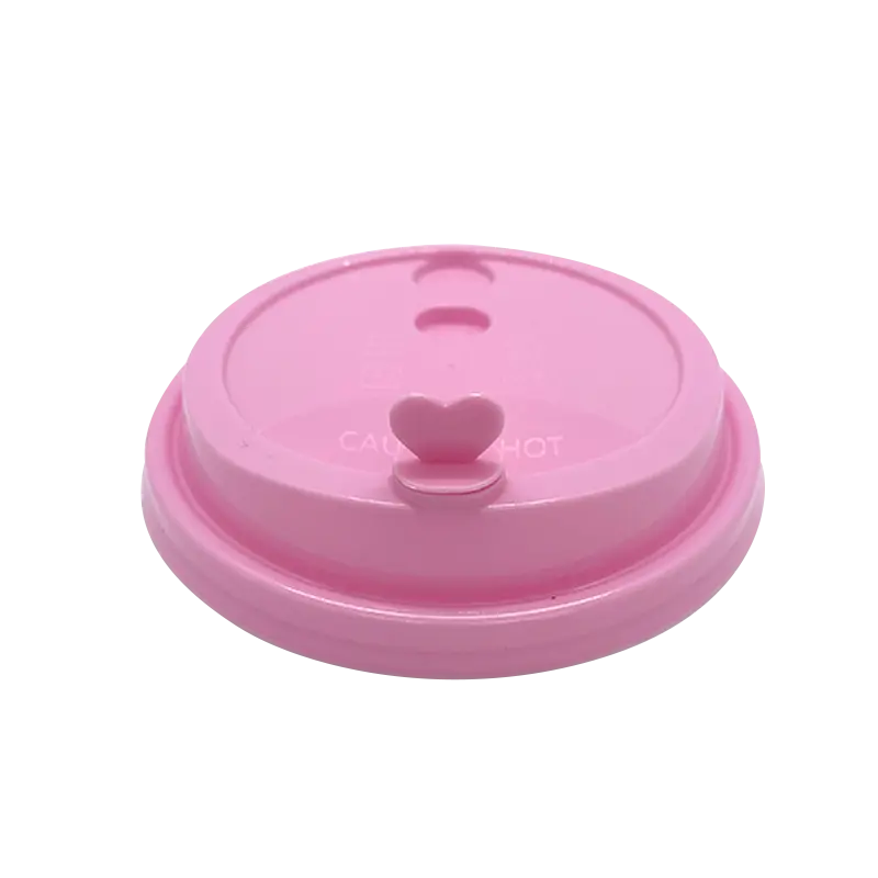 Pink Heart Stopper Lid for 16-32oz Premium PP Injection Plastic Cups (90mm Diameter)