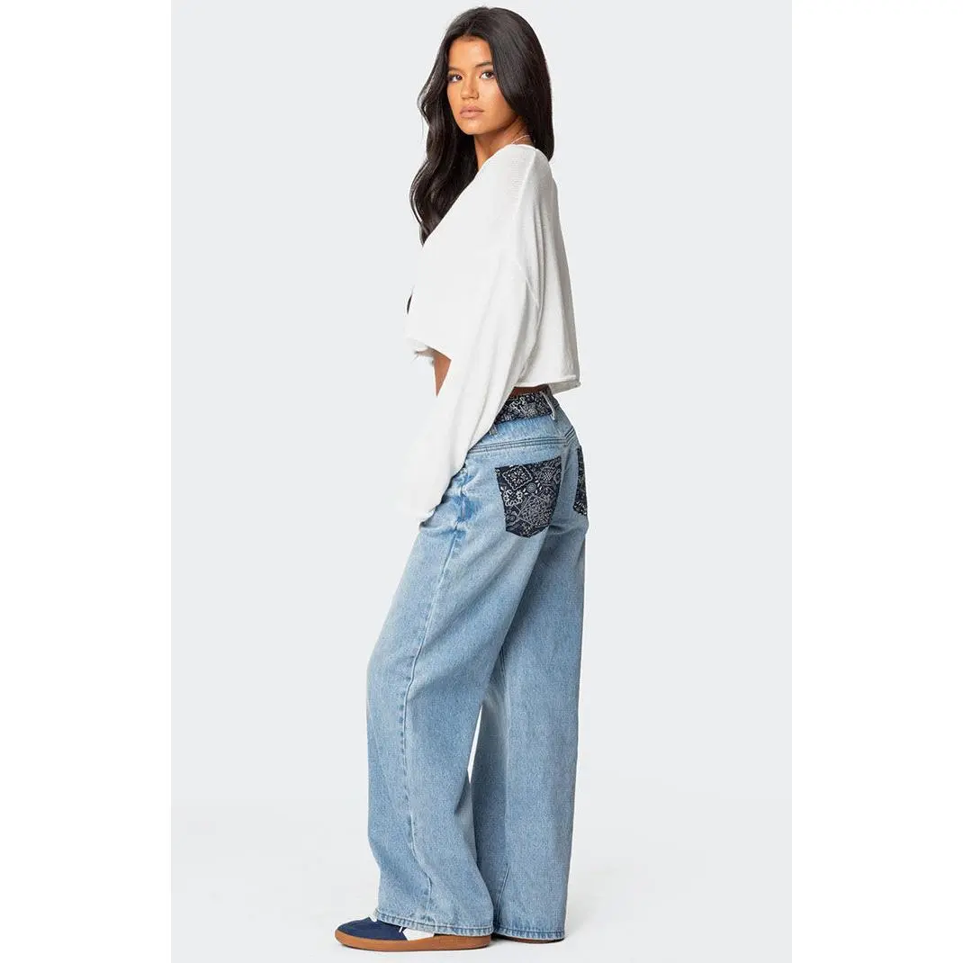 Edikted Women's Bandana Bliss Low Rise Jeans Edikted Women's Bandana Bliss Low Rise Jeans