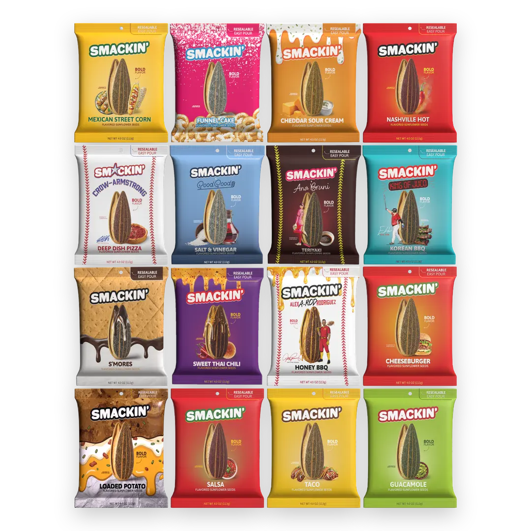SMACKIN' Sunflower Seeds LIMITED EDITION VARIETY PACK - 16 Exclusive 4 OZ. Bags