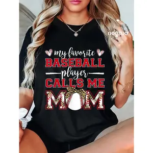 100% Cotton Baseball Mom Shirt My Favorite Baseball Player Calls Me Mom T-Shirt