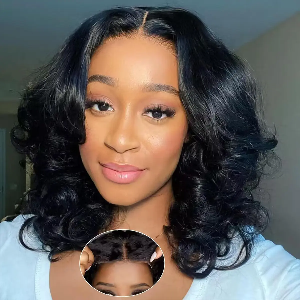Mscoco Human Hair Wig 6×5 Loose Body Wear And Go Glueless Lace Wig Short 4 27/1B230 Colored Pre Cut HD Lace Wig 180 250 Density Pre Bleached Knots Wig Outdoorfun Stretchy