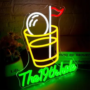 19th Hole Neon Sign for Wall Decor Golf Neon Light for Man Cave Dimmable LED USB，Golf Neon Sign for Wall Decor Golf Neon Light for Man Cave Dimmable LED Light up