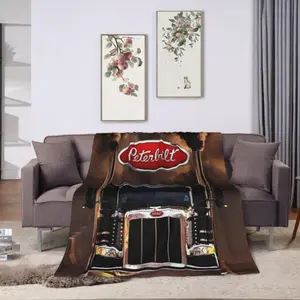 A Peterbilt Creative Inspiration Design Ultra Soft Flannel Fleece Blanket, Warm And Comfortable Living Room Blanket, Office Blanket, Sofa Decoration, Four Seasons Travel Blanket, Multi-Purpose Gift Blanket - Home Decoration Accessories