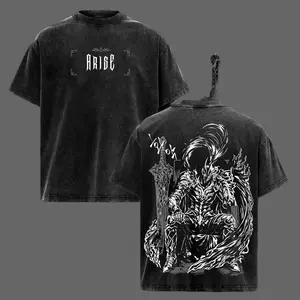 Igris Solo Leveling Vintage Washed Oversized T-Shirt – Dark Anime Graphic Tee, Anime Streetwear Unisex Shirt Anime Men Women Tees Men's T-Shirt