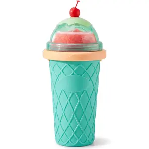 Slushie Cup, 1 Pack Slushy Maker Cup, Frozen Magic Squeeze Cups for Juice Milk Yogurt Ice Cream Make, DIY Cooling Cup with Lid & Straw Cool Stuff Things for Friends Family