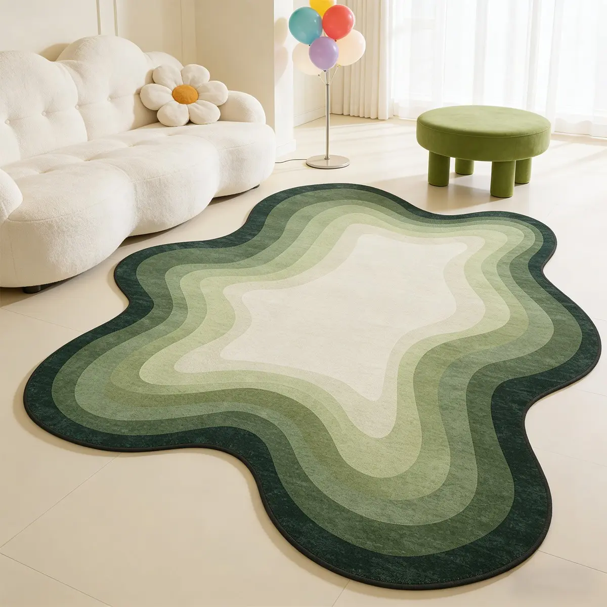 Gradient Wave Shaped Carpet, Soft Velvet Rug, Decorative Area Rug, Indoor Area Rugs, Minimalist Home Decor, Living Room Bedroom Mat, Suitable for Bathroom Kitchen Dining