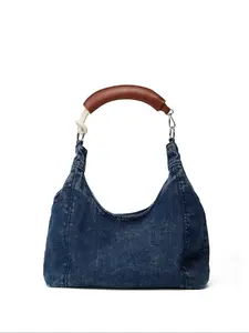 Women's Denim Tote Bag, Fashionable Casual Shoulder Bag for Daily Used, Trendy All-match Bag for Commuters and Students, Denim Shoulder Satchel
