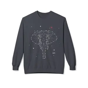 Elephants in the Sky Soft Crewneck Sweatshirt, Twinkling Eye Design, Animal Lover Gift, Cozy Jumper, Wildlife Top, Nature Apparel