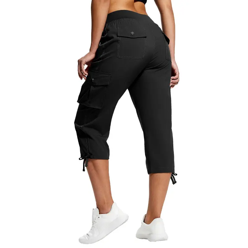 Women With Pockets Lightweight Quick Dry Cargo Capri Travel Pants Casual Womenswear Bottom HM 256604 Trouser Basic