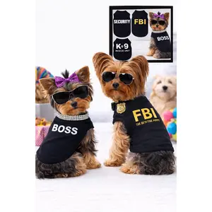 Sevyn & Hevyn 4 Pieces Dog Shirts for Small Dogs Dog Shirts Dog Tshirt Puppy Clothes for Small Dogs Yorkie Clothes Chihuahua Clothes Black Security Shirt （Small）