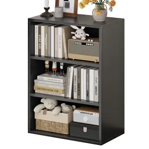 ALISENED three-tier open storage bookshelf, dimensions: 23.6 inches × 9.4 inches × 35.2 inches, available in multiple colors, space-saving, suitable for home offices, living rooms, and bedrooms, modern minimalist style.