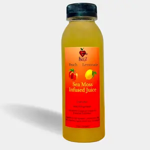 Sea Moss Infused Peach Lemonade 12oz - All-Natural Health Beverage with Organic Herbs Fruit and Sea Moss Infusion - No Dyes, No Artificial Flavors