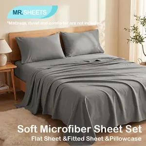 NTBAY Soft Brushed Microfiber Bed Set, 3-4 Piece Deep Pocket Lightweight All-Season Hypoallergenic Bedding, OEKO-TEX Certified for Bedroom Dorm Use, Comfy Bedding Sets