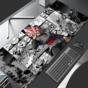Manga Mouse Pad, Black and White Anime Gaming Desk Mat with Spill-Resistant Surface, Non-Slip Rubber Keyboard Mousepad for PC Setup
