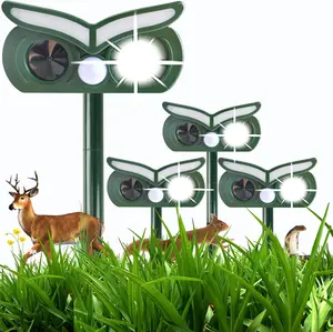 4PCS Solar Deer Repellent Outdoor – Motion Activated Ultrasonic Animal Repeller with LED Flash & Waterproof Design, Keeps Away Deer Rabbit Squirrel Cat Dog Snake for Yard Garden Farm Solar-Powered Ultrasonic Pest Repellent control device