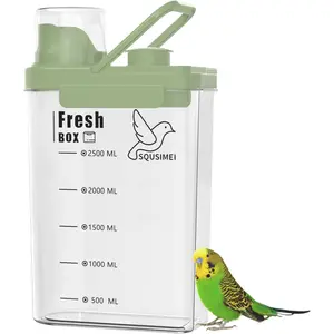 Airtight 2.8L/3Qt BPA Free Bird Seed Storage Container with Lid & Measuring Cup Green Pet Food Dispenser for Storing Bird Food Chicken Feed
