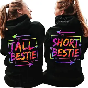 Tall Short Best Friend Matching Design, Besties BFF Duo Outfit, Unisex Hoodie Gift for Best Friends, Funny Height Difference Theme, Birthday, Valentine’s or Friendship Gift