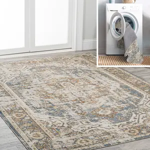 JONATHAN Y Keesha Bold Distressed Medallion Low-Pile Machine-Washable Area Rug; for Living Room, Kitchen, Bedroom, Dining Room, Office