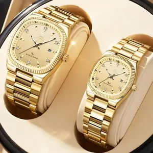 Luxury His & Her Watch Set: Swiss Movement, Sapphire Crystals, Stainless Steel, Water-Resistant & Luminous