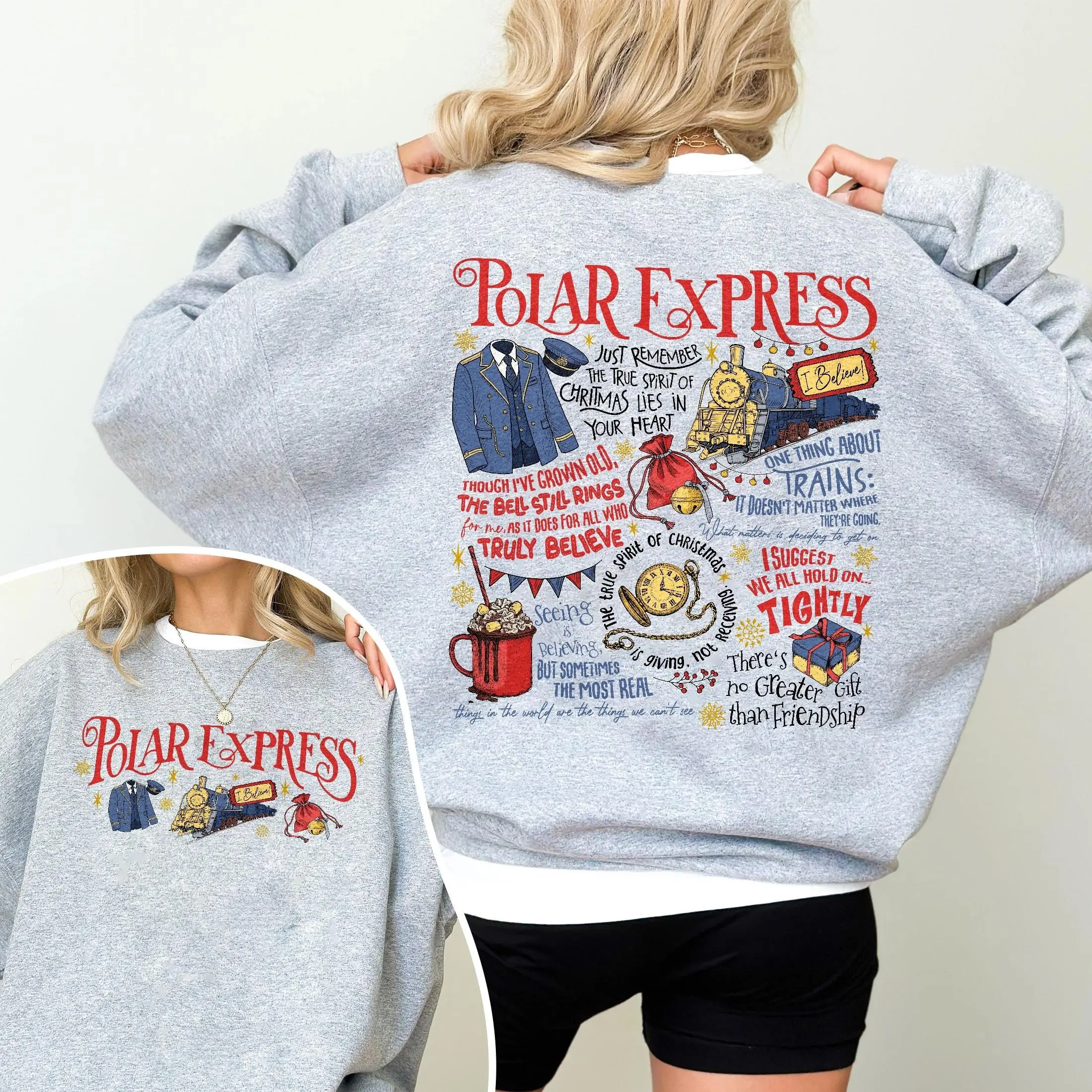 Polar Express 2 Sides Sweatshirt, Christmas Believe Sweater, Seeing Is Believing, 90s Christmas Movie Sweater, Holiday Gift Idea