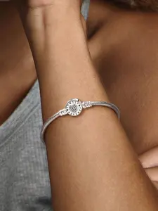 1PC New Original Silver Twisted Love Basic Chain Thanksgiving Christmas Jewelry Designer Bracelet DIY Creative Personalized Jewelry Making Kit Mother's Day Valentine's Day Gift for Women and Girls