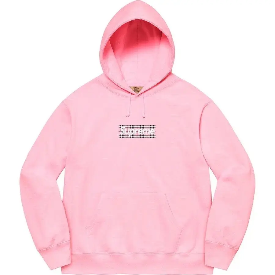 Supreme Burberry Box Logo Hooded Sweatshirt Light Pink
