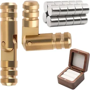 Brass Hidden Hinges Set, 25 Cylinder Hinges (4x17mm) with 25 Magnets (4x3mm), 270 Degree Folding,for Mini Jewelry Box, Music Box, DIY Woodworking Projects