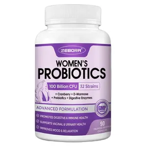 ZEBORA Probiotic Capsules for Women 90 Capsules with Cranberry, Immune Support, Fiber, 5-Layer Protective Design, Sugar Free, 150ml - Healthcare