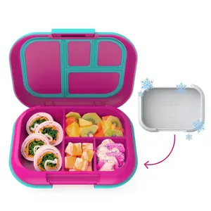 Bentgo Kids' Chill Lunch Box, Bento-Style Solution, 4 Compartments & Removable Ice Pack - Fuchsia/Teal: BPA-Free