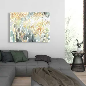212 MAIN Vibrant Yellow Abstract Canvas Print - 36x48 in. Circle Cluster Contemporary Artwork, Bold Wall Art Prints, Home Decoration Stimulate Conversation