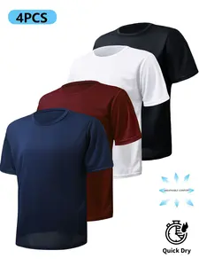 Men's Sportswear Set, Quick-Dry Breathable Sweat-Wicking Shirts, Outdoor Fitness Activewear, Ideal for Gym Running Training, Comfortable Night Run Short Sleeves