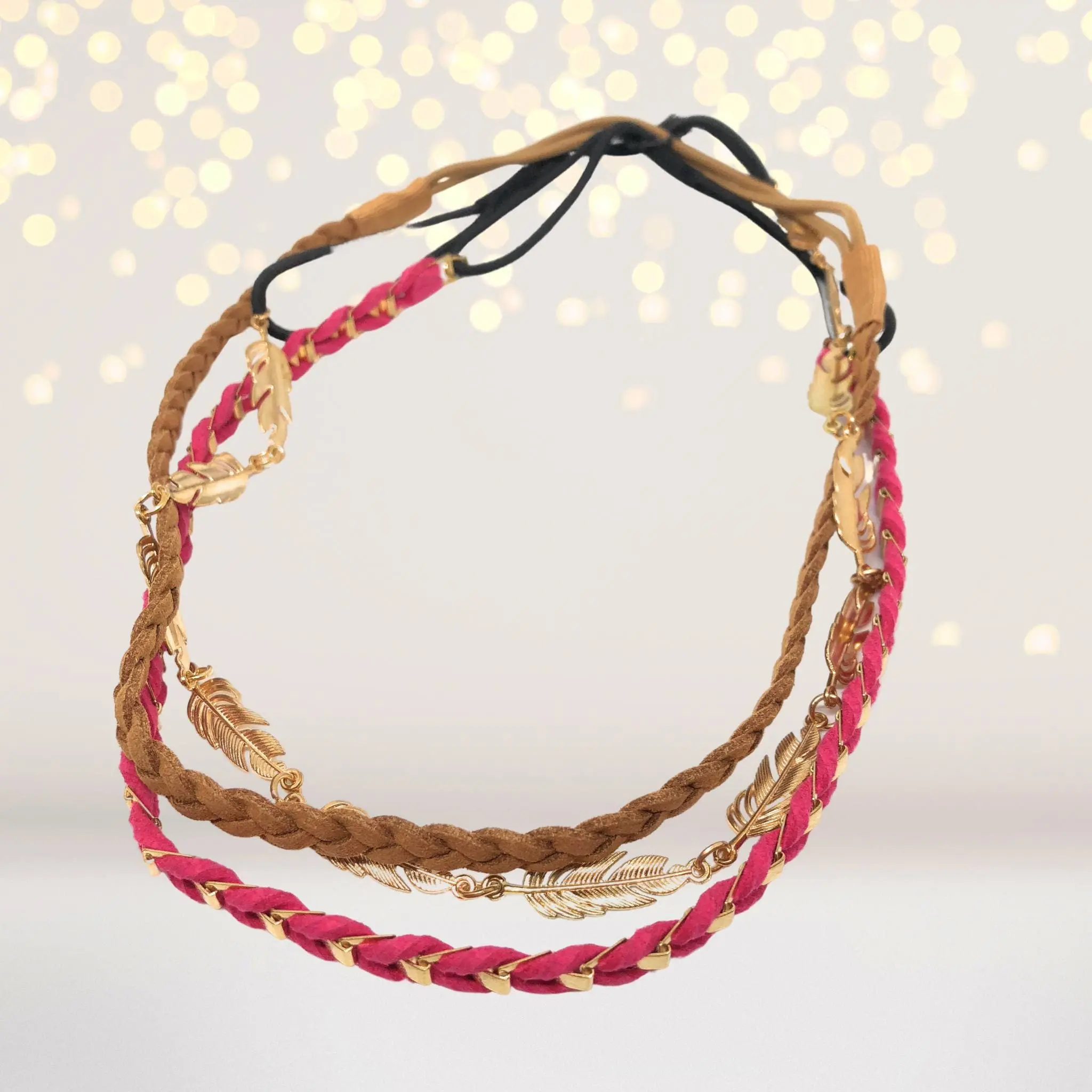 Bohemian Tribal Headbands 3 pack, Gold Arrow Headband, Suede Headbands