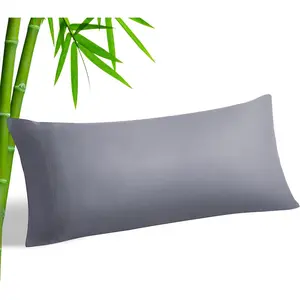 Body Pillow Cover, Rayon Made from Bamboo, Cooling Body Pillow Pillowcase for Hot Sleepers and Night Sweats, Breathable &amp; Silky Soft Full Long Pillow Case Cover (Grey, 20x54 Inches)