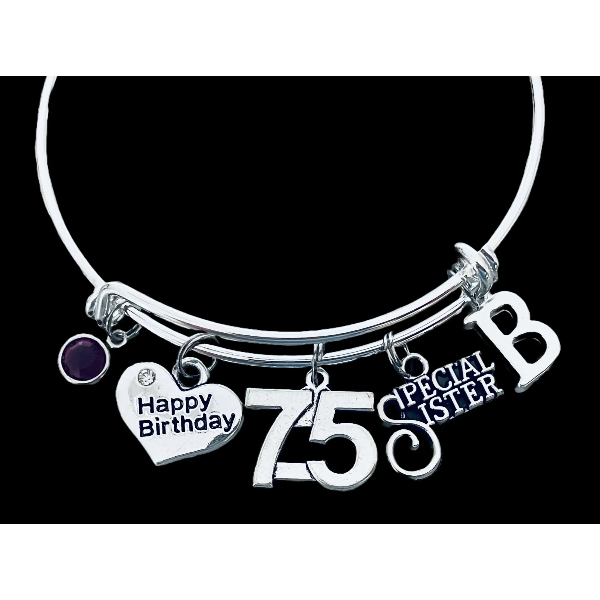 Special Sister 75th Birthday Charm Bracelet for Sisters 75th Birthday Gift Personalized Jewelry