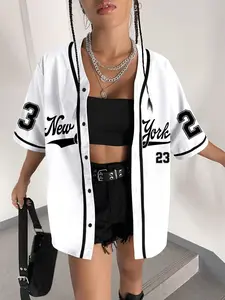 Women's Casual Beach Shirt, Button-Up Top with Colorblock Belt, Digital Print Sleeves, Soft Breathable, Perfect for Daily Wear