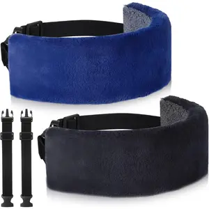 2 Pcs Travel Pillow for Sleeping Airplane Headrest Airplane Head Strap Sleeper Pillow Travel Head Sleep Band with 2 Extension Straps for Car Plane Travel(Gray, Blue)